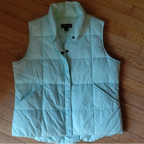 Lands' End Jackets & Blazers - Lands' End Women's Mint Blue Puffer Vest Small 6-8